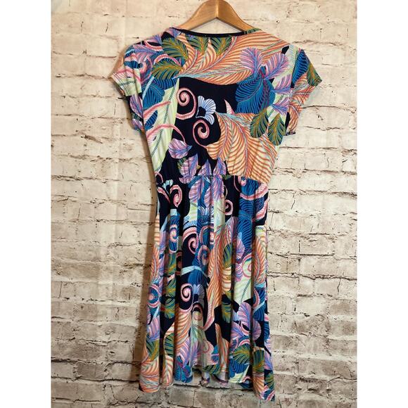 Chetta B Dress Womens Small A Line Tropical Jungle Print Colorful Stretch Draped - Picture 12 of 14